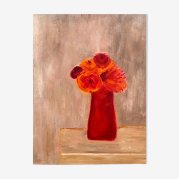 Oil on canvas orange bouquet