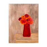Huile sur toile bouquet orange