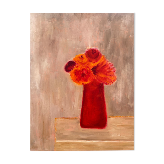 Oil on canvas orange bouquet