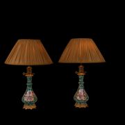 Pair of lamps in Canton porcelain and bronze, circa 1880