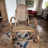 Rocking chair in wood and cane