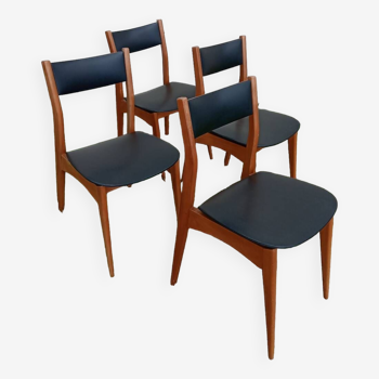 Chaises scandinaves bois et skaï noir