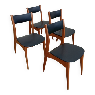 Chaises scandinaves bois et skaï noir