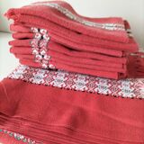 Tablecloth and 12 vintage cotton Basque-style napkins.