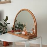 Miroir tablette vintage en rotin