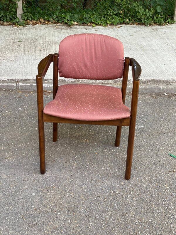 Fauteuil de bureau scandinave noyer courbé et tissu
