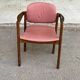 Scandinavian curved walnut and fabric office chair