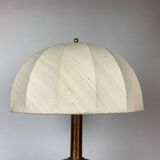 Large chunky brutalist Danish copper table lamp with mushroom shade