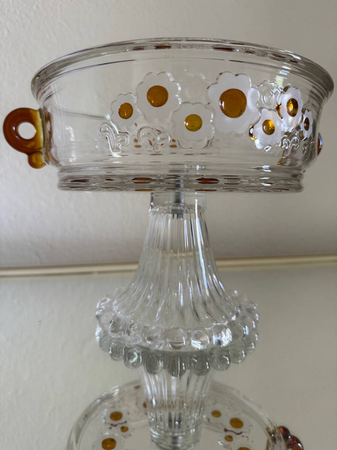 60s crystal glass footed bowl