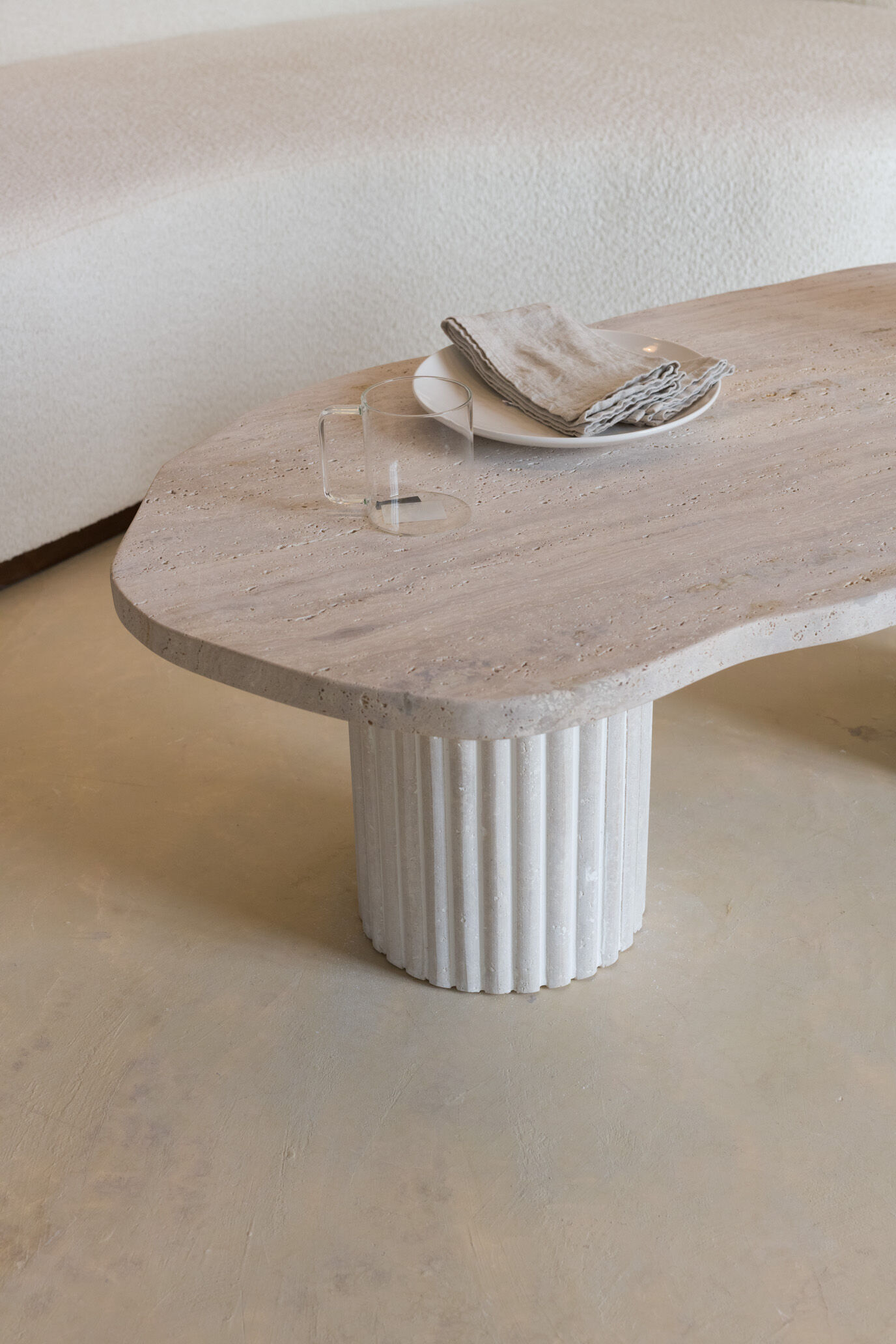 Natural travertine irregular coffee table Venus - 120x60cm