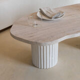 Table basse Venus irrégulière travertin naturel - 120x60cm