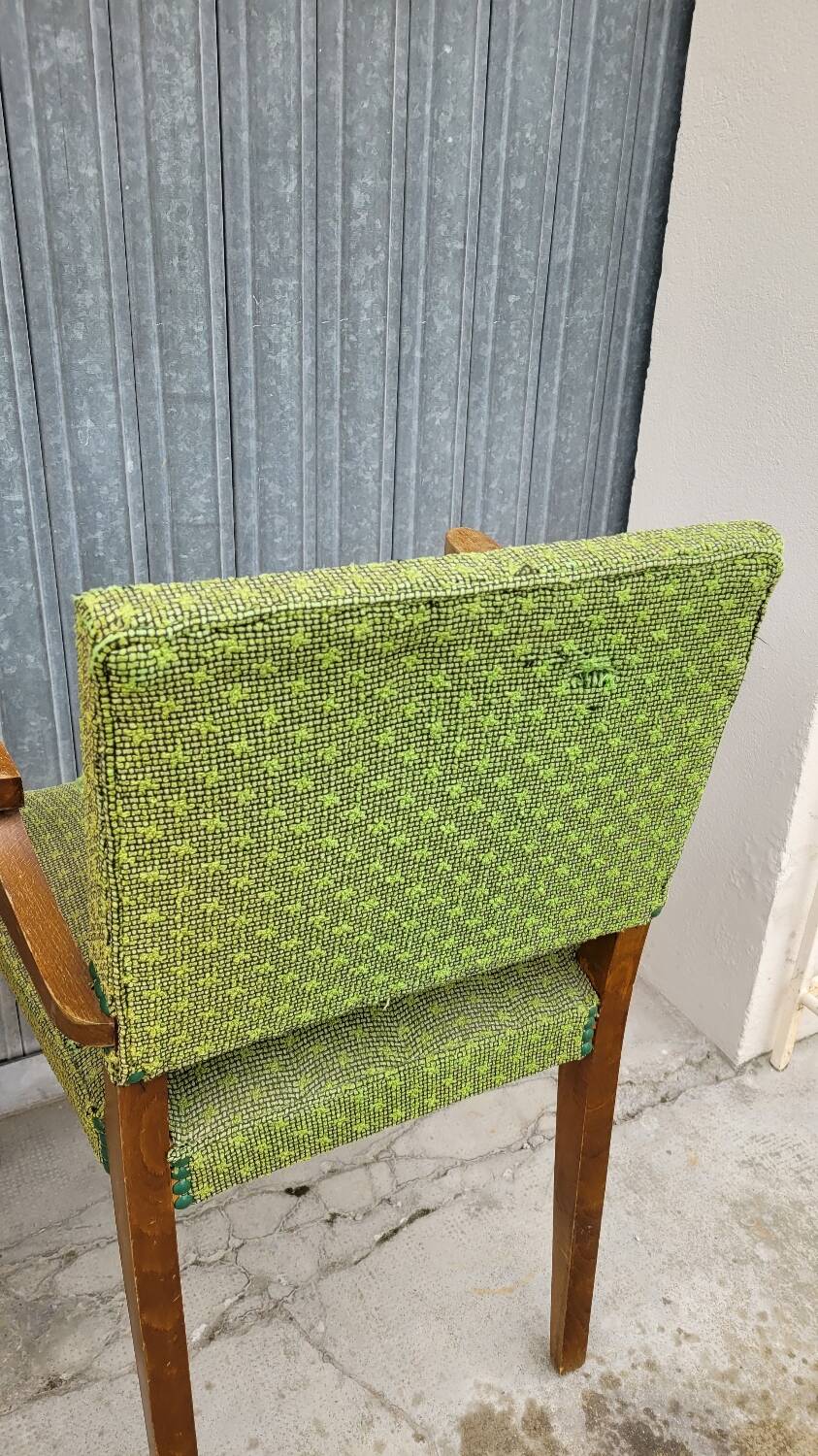 Pair of vintage bridge armchairs 1950s designer compass feet