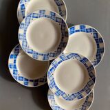 Set of 6 Sarreguemines flat plates Cornouailles blue pattern