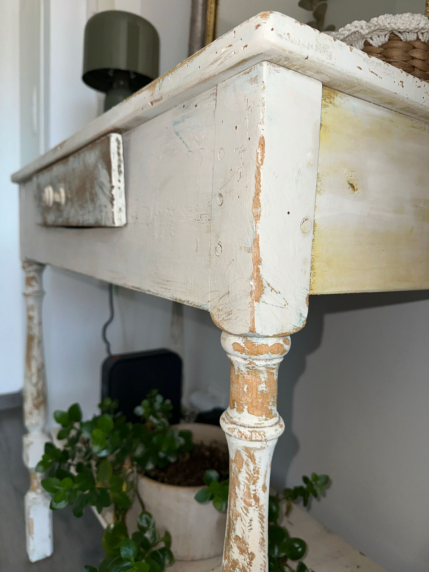 Patinated wooden work table