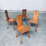 Vintage Belgian Brutalist Pub Café Chair Set by Torck, 1960s, Set of 4