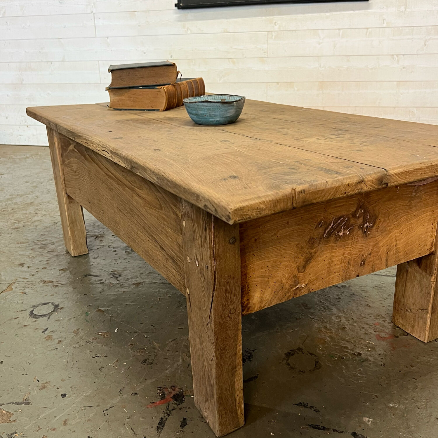Rustic chestnut farmhouse coffee table