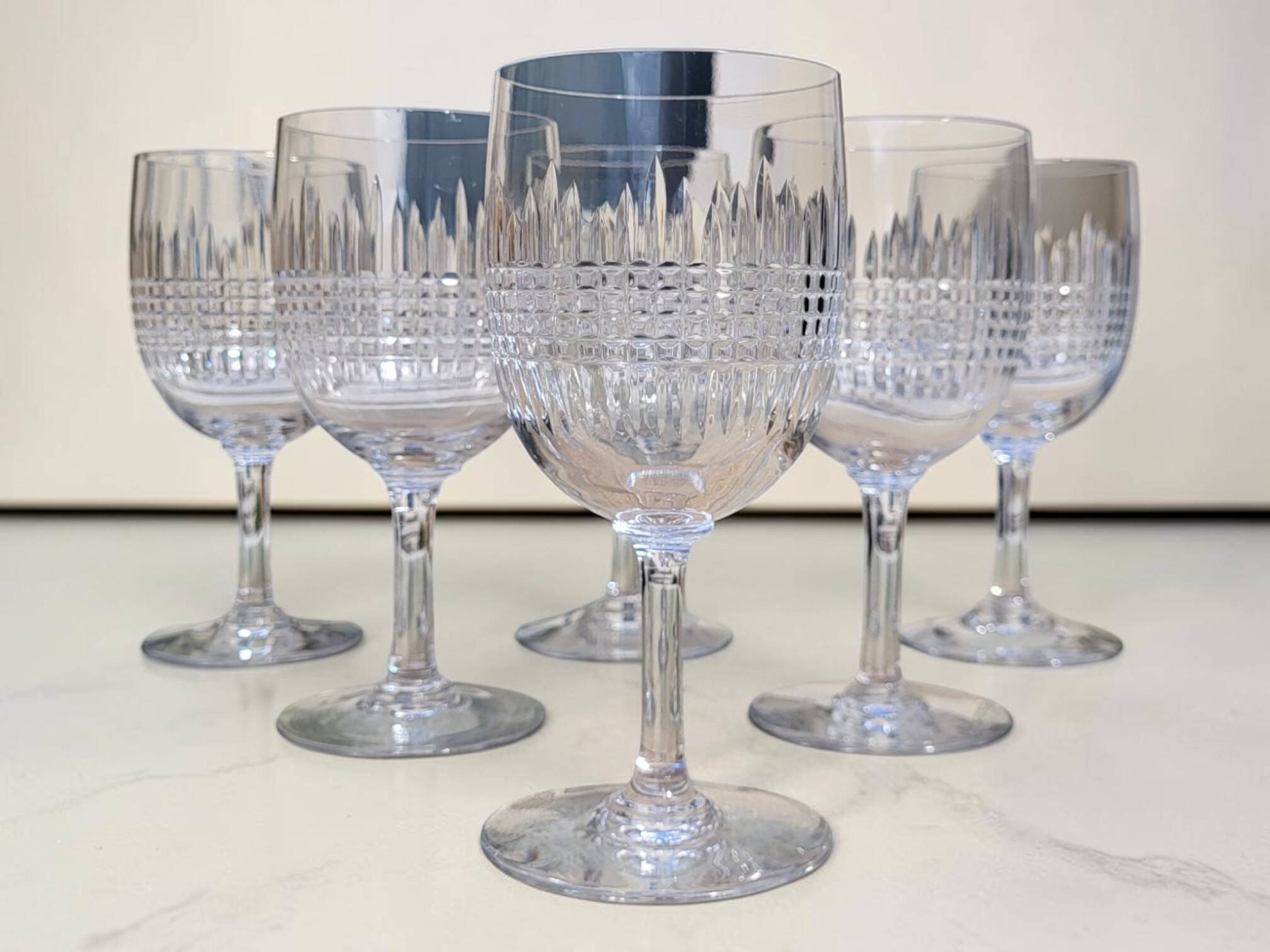 6 verres à eau en cristal Baccarat modèle Nancy
