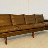 Vintage retro Danish mid-century G. Thams 4 person sofa in brown leather 1960