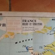 School map n ° 101 France relief and structure bookstore Armand Colin collection Henri Varon