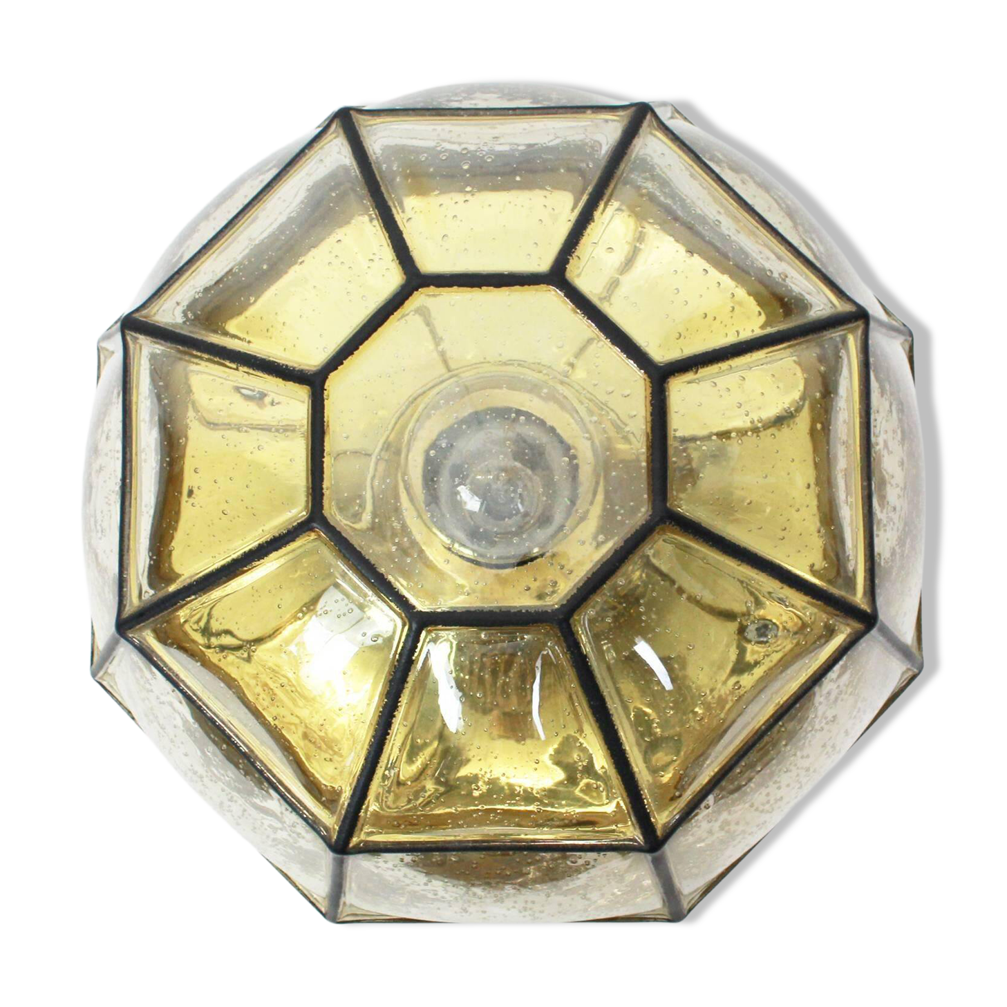 Iron and clear glass ceiling light by Limburg, Germany, 1960s.