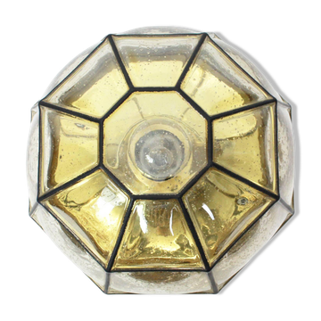 Iron and clear glass ceiling light by Limburg, Germany, 1960s.