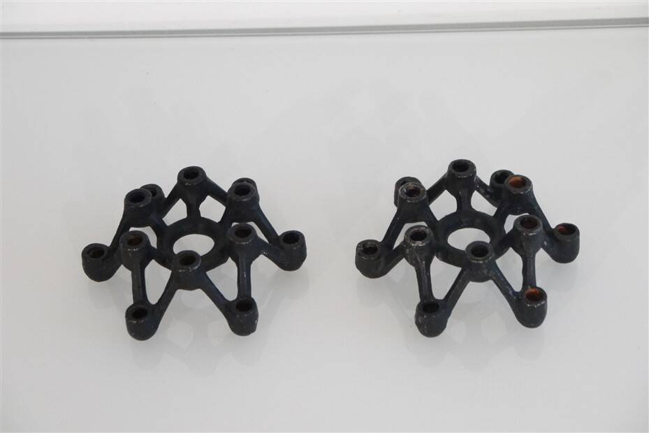 Pair of vintage cast iron candlesticks 1960