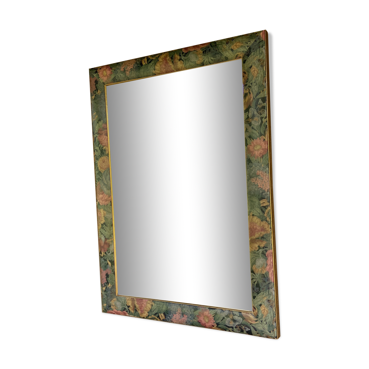 Wooden mirror, painted flower outline