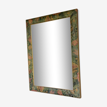 Wooden mirror, painted flower outline