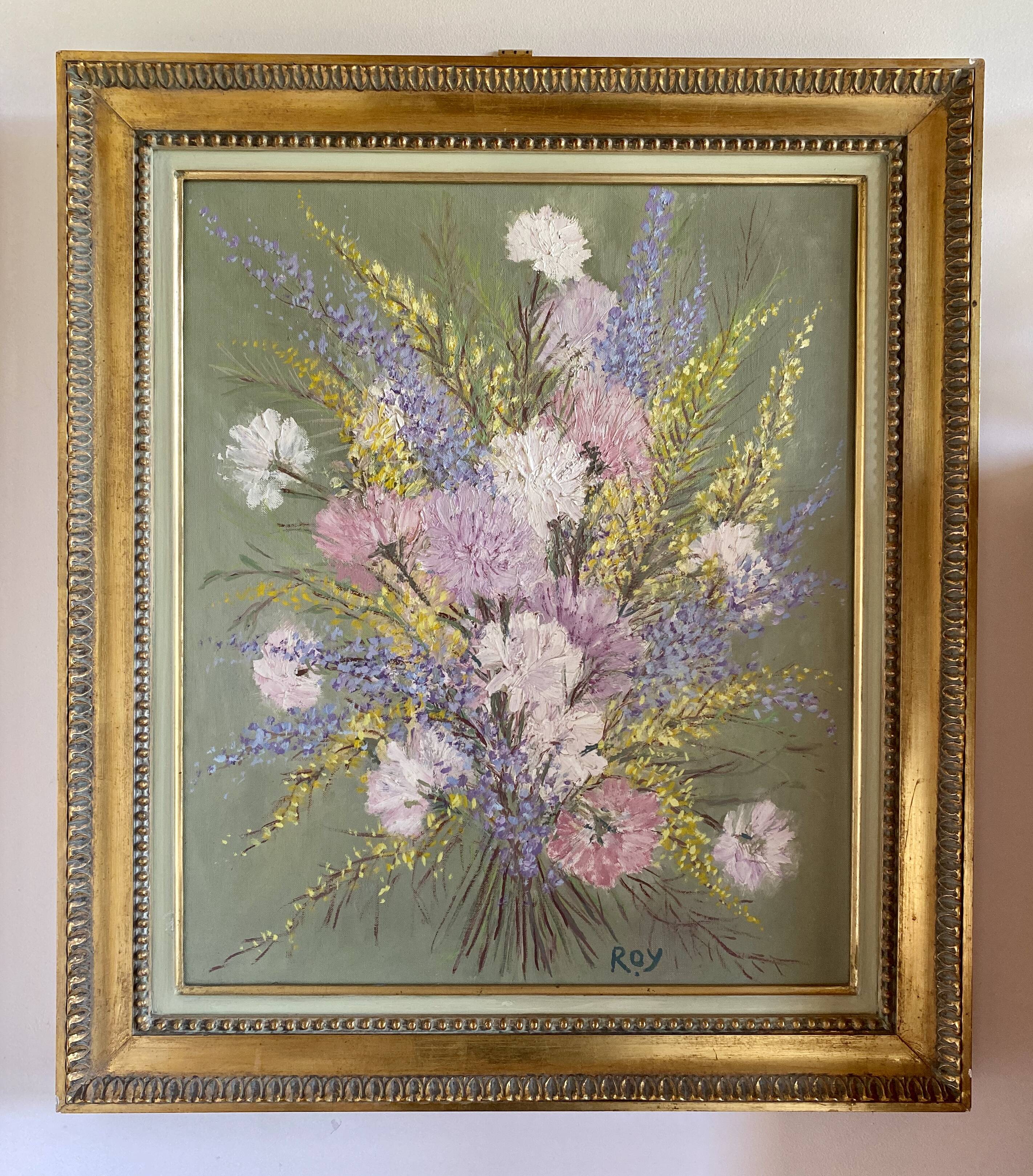Ancient painting, still life with wildflowers 60/80s
