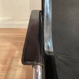 Pair of black leather reclining relaxation armchairs, "Hans Eichenberger" design, 19