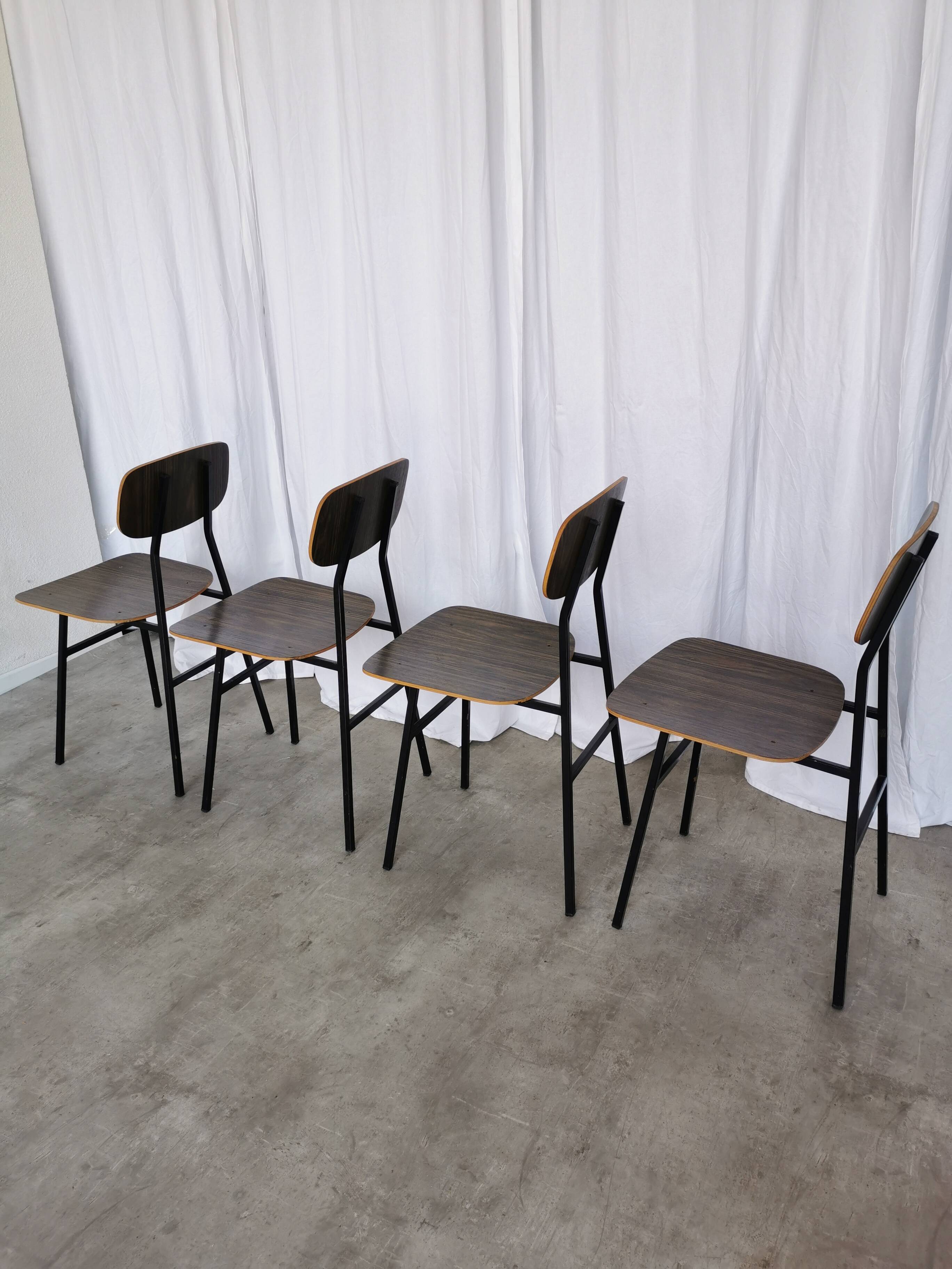 Vintage Industrial School Chairs - STOL Kamnik - 70s Yugoslavia - Set of 4