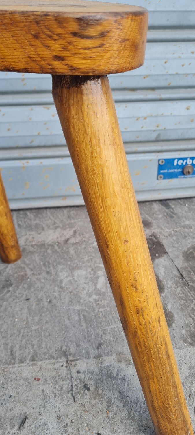 Pair of tripod stools in solid wood