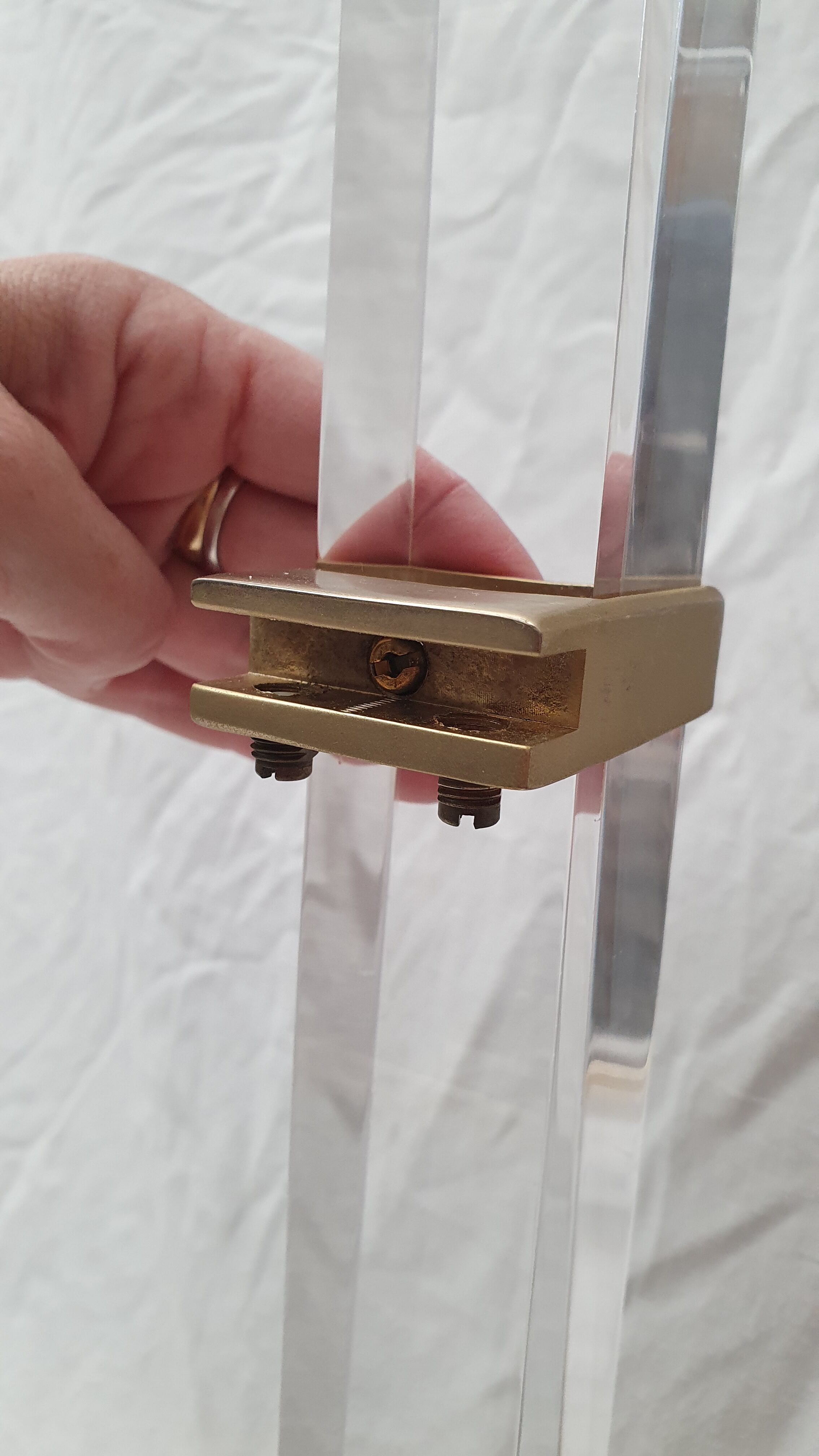 Rolling glass and plexiglass shelf by Pierre Vandel