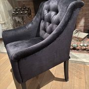 set of 8 upholstered dining chairs in black velvet