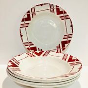 5 hollow earthenware plates burgundy ceranord St Amand