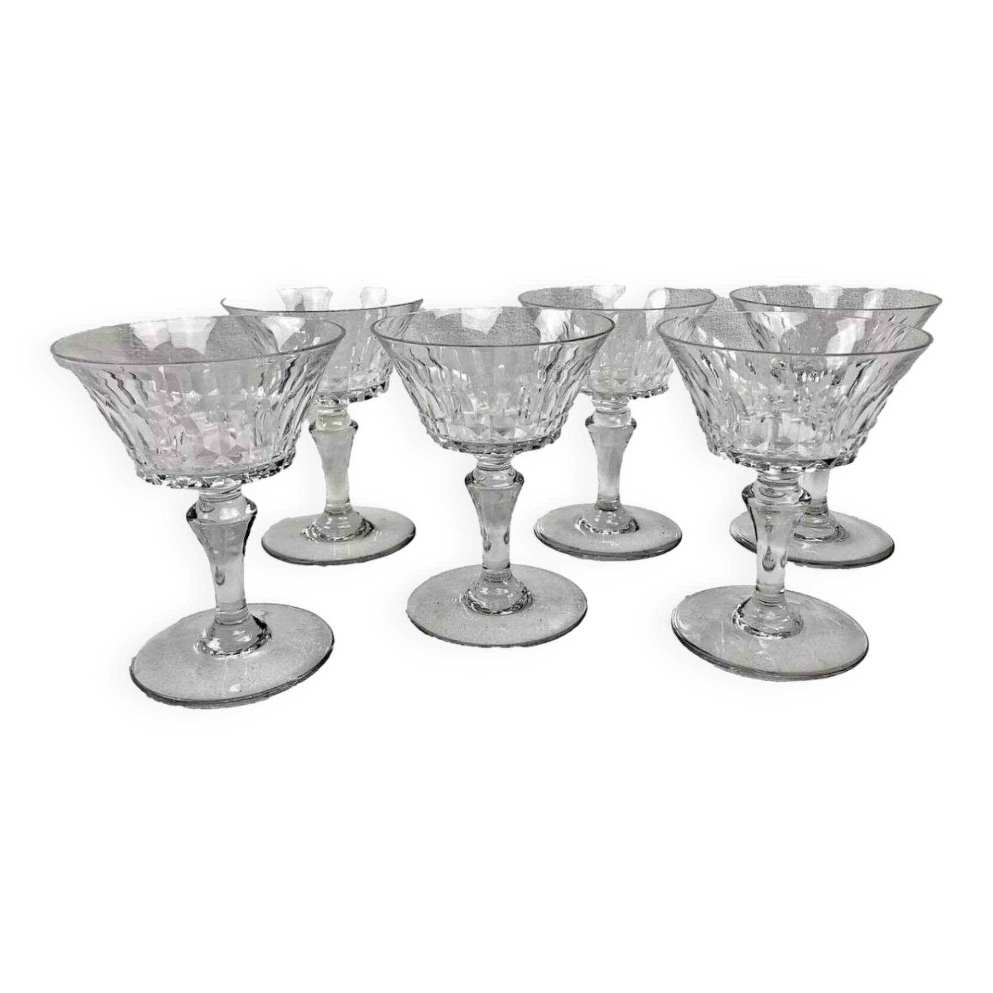 6 old Baccarat crystal champagne glasses Piccadilly model signed