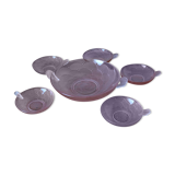 Set of 6 art deco pink molded glass ramekins