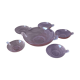Set of 6 art deco pink molded glass ramekins