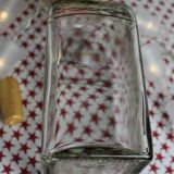 Decorated rectangular glass carafe