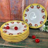 6 dessert plates vintage cherry Limoges porcelain