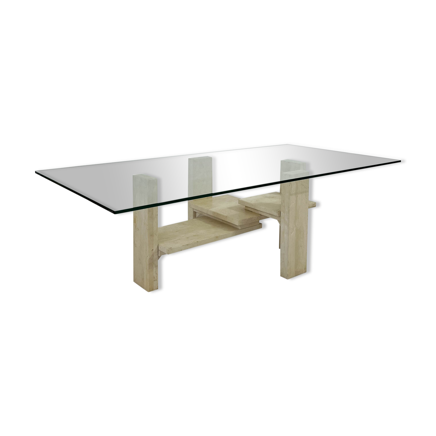 Travertine coffee table by Willy Ballez