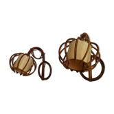 Pair of vintage rattan wall light