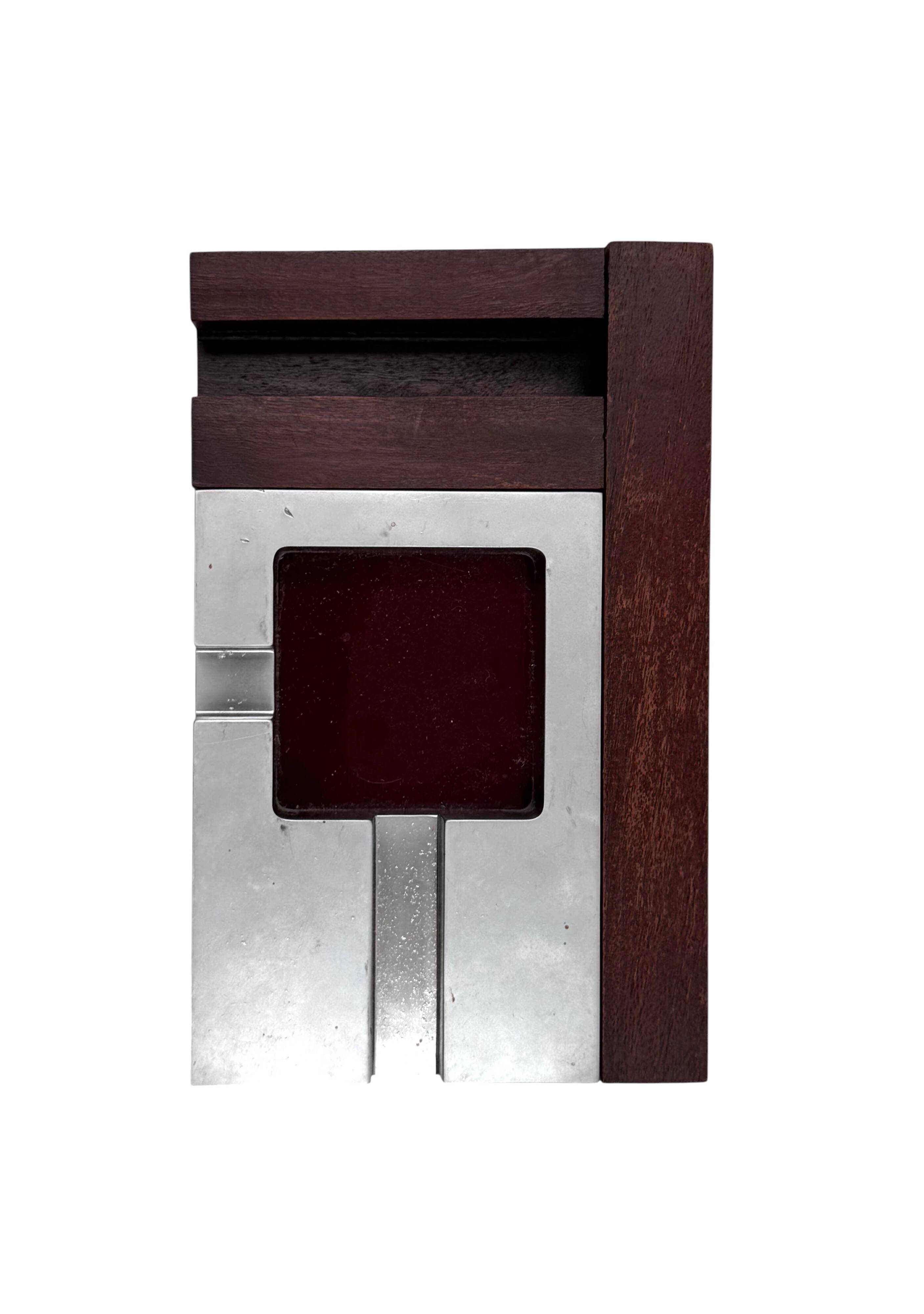 Mid-century modern mahogany ashtray, Alfred Dunhill Italy 1970s