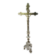 Altar cross crucifix golden brass silver foot