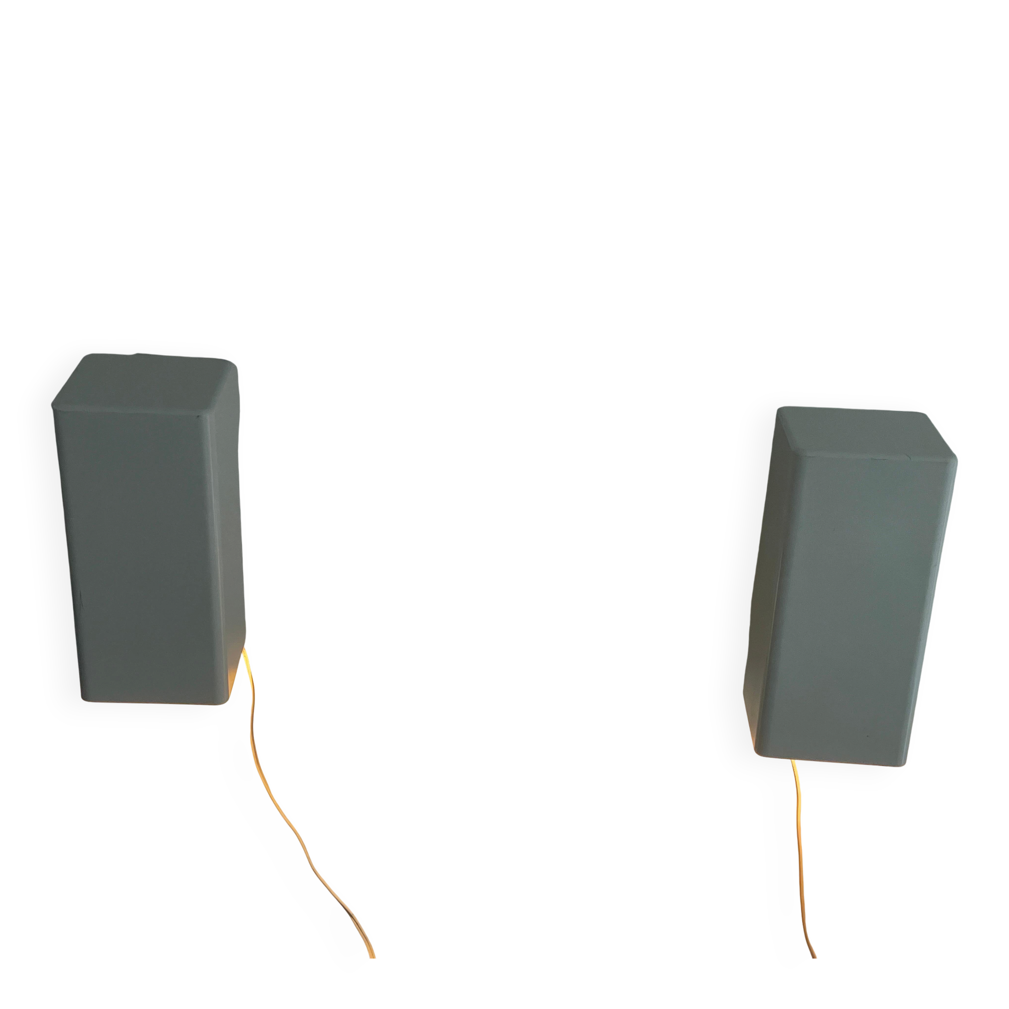 Pair of minimalist white metal wall lights from the mid-century, 1960, Germany.