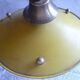 VINTAGE PAINTED SHEET METAL CHANDELIER BRASS & GLASS 50/60's YELLOW
