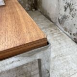 Modernist walnut and chrome coffee table