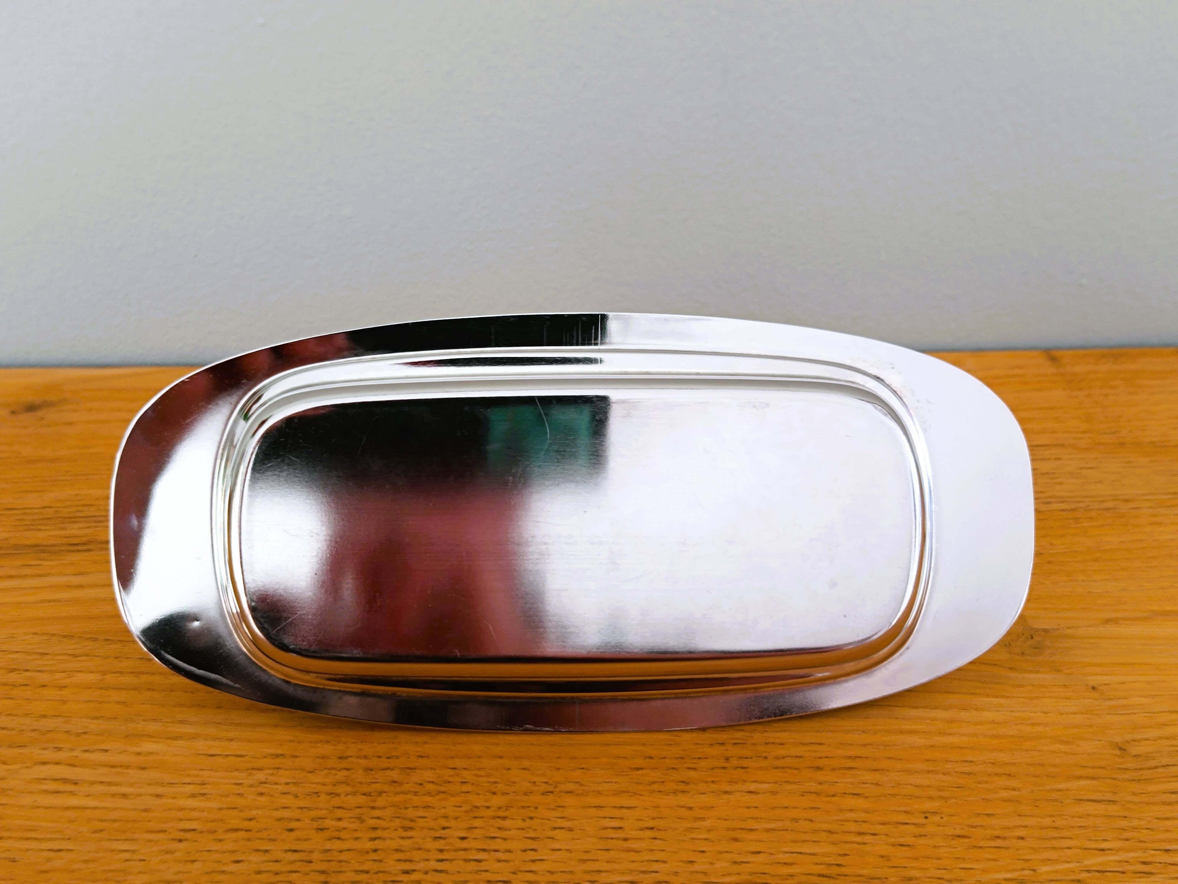 Silver metal butter dish