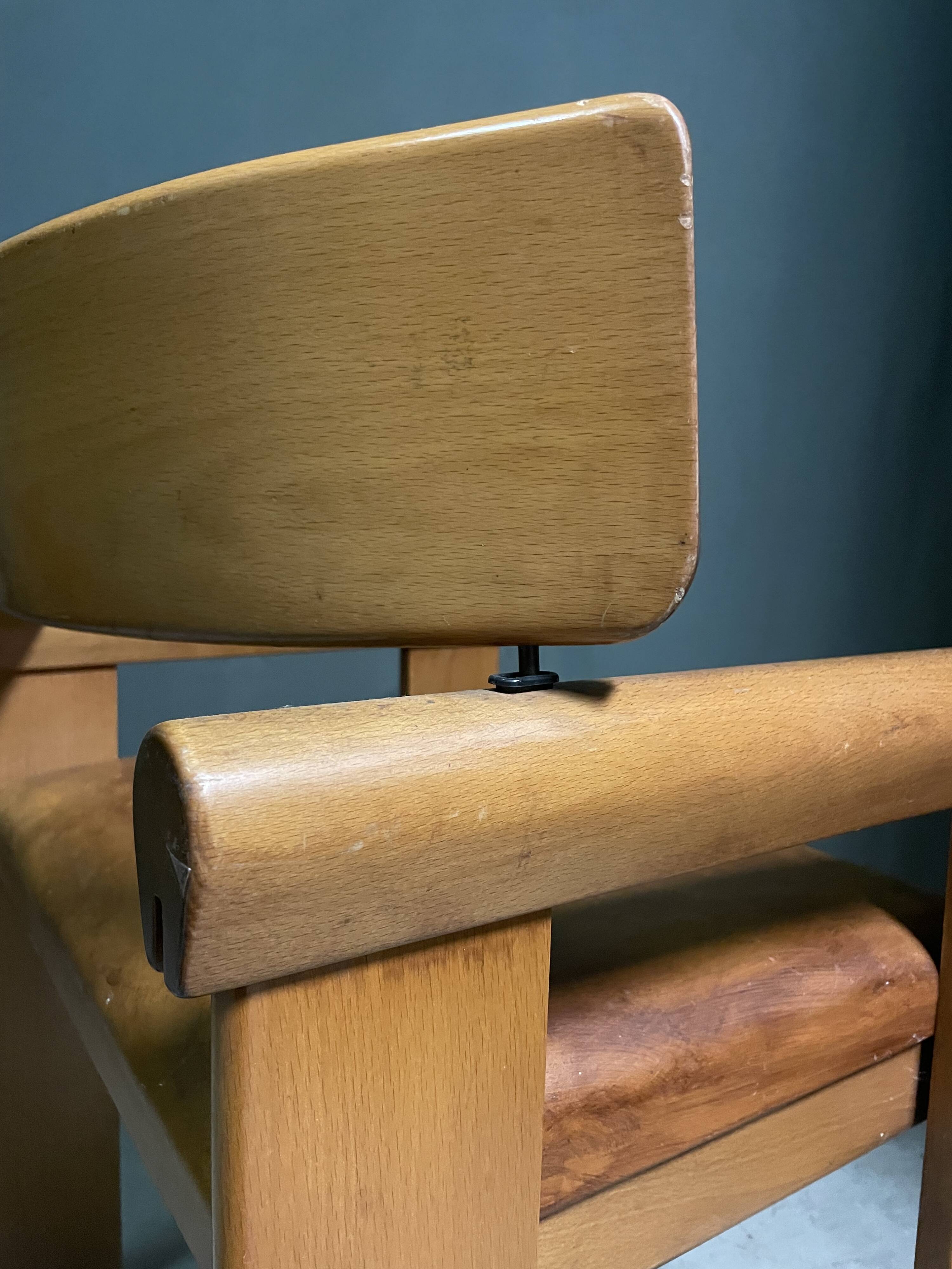 1970's Italian chunky wood armchair