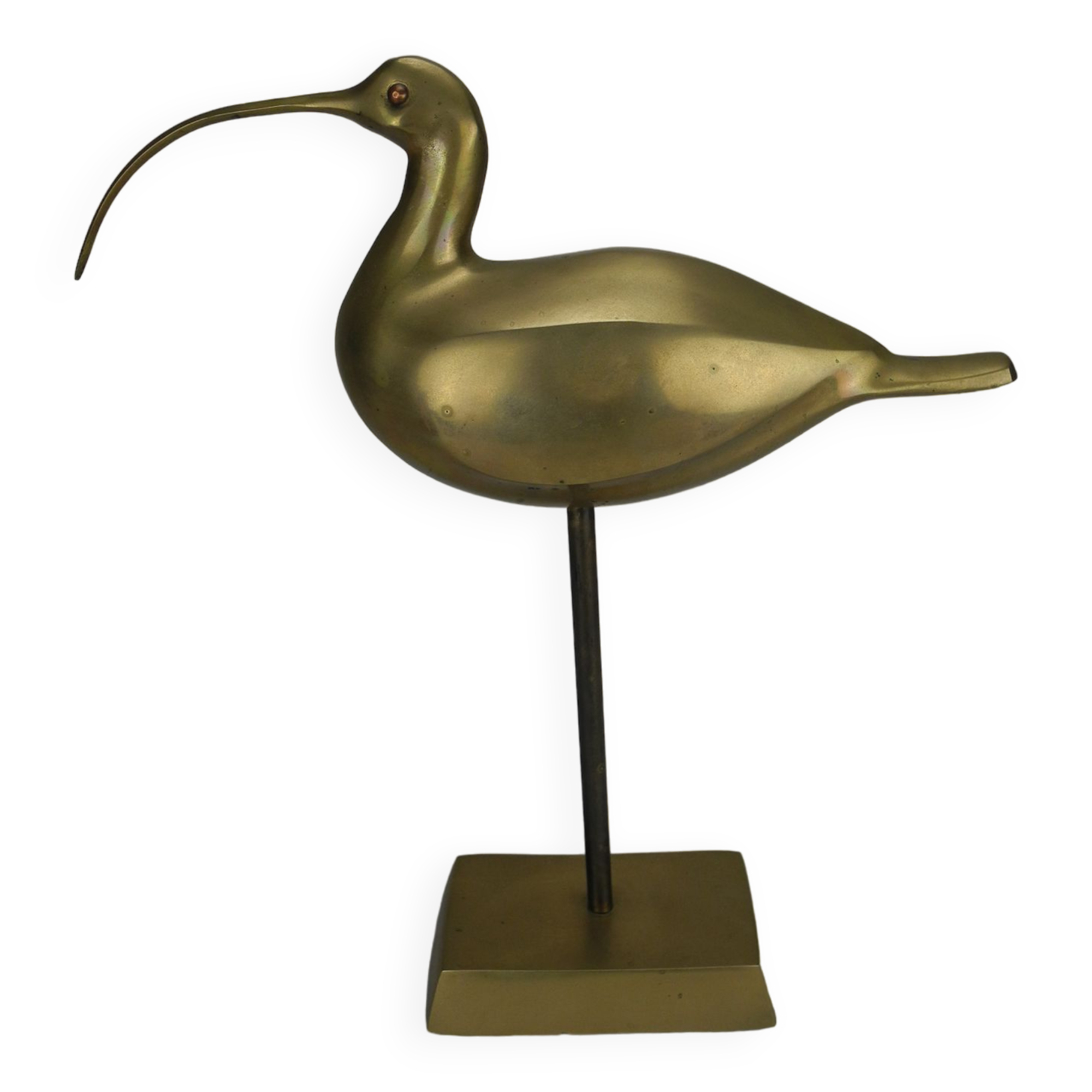 Old statuette bird brass deco vintage brass bird statue curlew